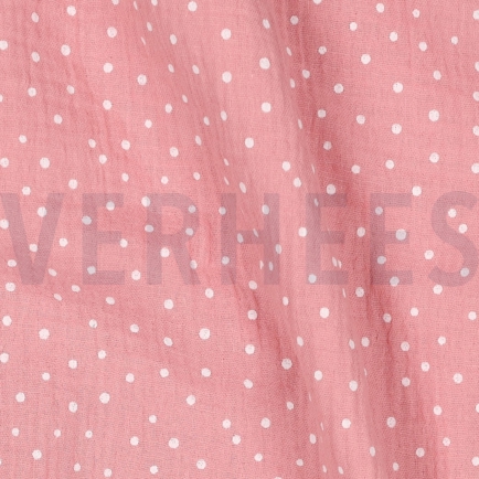 DOUBLE GAZE DE COTON PETITS POINTS ROSE POUDRÉ (hover)
