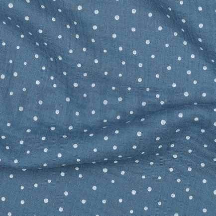 DOUBLE GAZE DE COTON PETITS POINTS BLEU (hover)