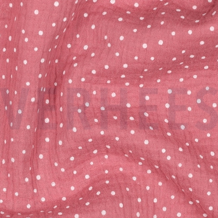 DOUBLE GAZE DE COTON PETITS POINTS ROSÉ PÂLE (hover)