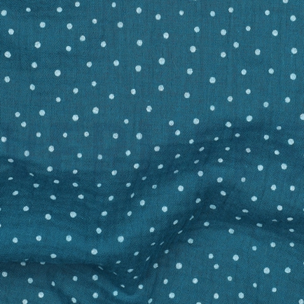 DOUBLE GAZE DE COTON PETITS POINTS PÉTROLE (hover)