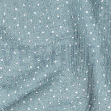 DOUBLE GAZE DE COTON PETITS POINTS AQUA (hover)