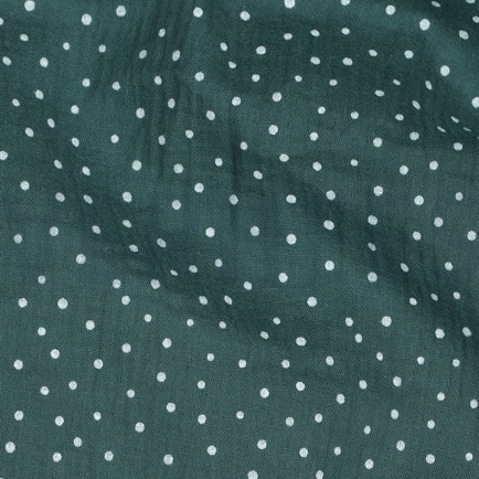 DOUBLE GAZE DE COTON PETITS POINTS VERT FONCÉ (hover)