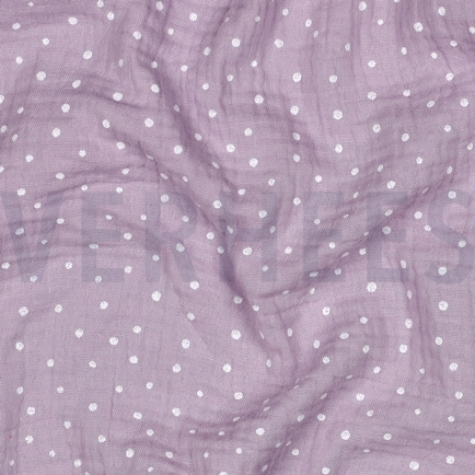 DOUBLE GAZE DE COTON PETITS POINTS VIEUX LILAS (hover)