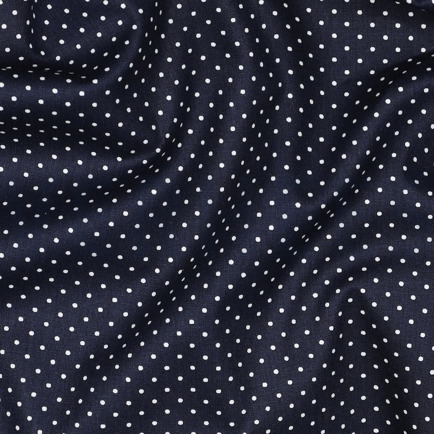 KATOENEN POPLIN KLEINE STIPPEN MARINEBLAUW (hover)