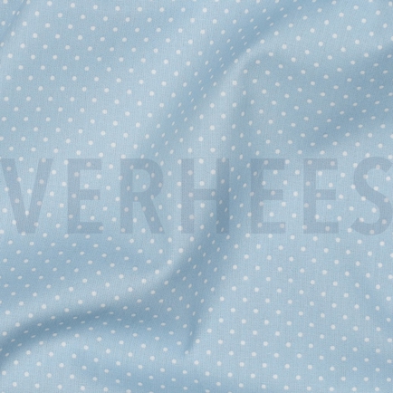 KATOENEN POPLIN KLEINE STIPPEN LICHTBLAUW (hover)