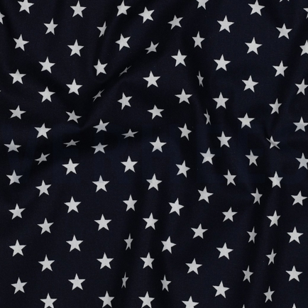 POPELINE DE COTON PETITES ÉTOILES BLEU MARINE (hover)