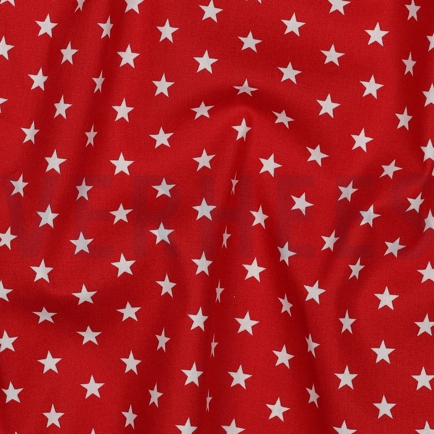 POPELINE DE COTON PETITES ÉTOILES ROUGE (hover)