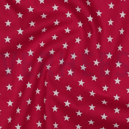 POPELINE DE COTON PETITES ÉTOILES CERISE (hover)