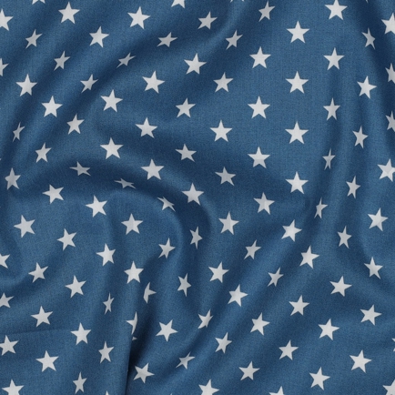 POPELINE DE COTON PETITES ÉTOILES BLEU (hover)