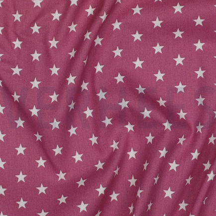 POPELINE DE COTON PETITES ÉTOILES MAUVE (hover)