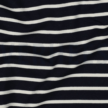 FRENCH TERRY GARENGEVERFD STREPEN DONKERBLAUW / ÉCRU (hover)