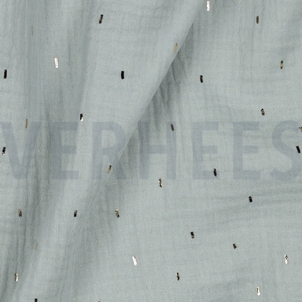 DOUBLE GAZE DE COTON FOIL RAYURES MENTHE / OR (hover)