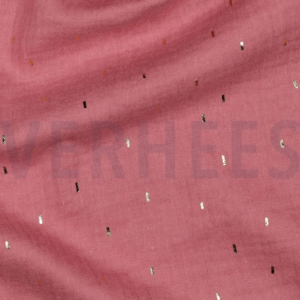 DOUBLE GAZE DE COTON FOIL RAYURES MAUVE / OR (hover)