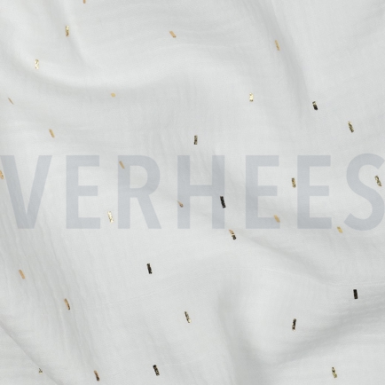 DOUBLE GAZE DE COTON FOIL RAYURES BLANC CASSÉ (hover)