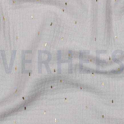 DOUBLE GAZE DE COTON FOIL RAYURES GRIS CLAIR / OR (hover)