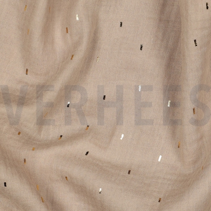 DOUBLE GAZE DE COTON FOIL RAYURES BEIGE / OR (hover)