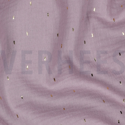 DOUBLE GAZE DE COTON FOIL RAYURES LILAS / OR (hover)