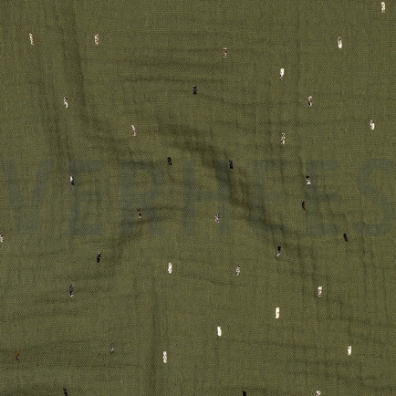 DOUBLE GAZE DE COTON FOIL RAYURES VERT / OR (hover)