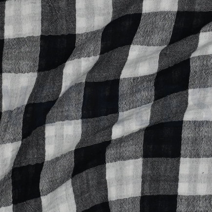 DOUBLE GAZE DE COTON DOUBLE FACE CARREAUX NOIR (hover)
