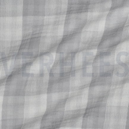 DOUBLE GAZE DE COTON DOUBLE FACE CARREAUX GRIS (hover)