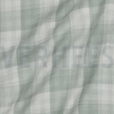 DOUBLE GAZE DE COTON DOUBLE FACE CARREAUX VERT NIL (hover)