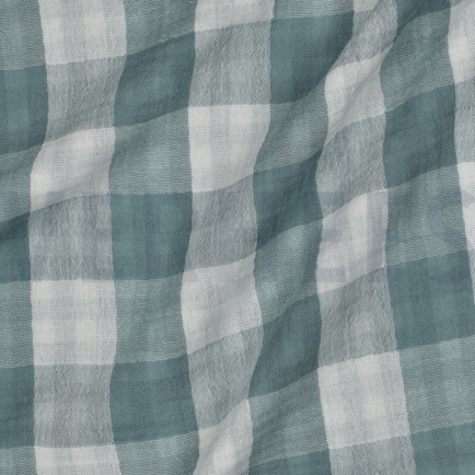 DOUBLE GAZE DE COTON DOUBLE FACE CARREAUX VERT (hover)