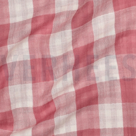 DOUBLE GAZE DE COTON DOUBLE FACE CARREAUX MAUVE (hover)