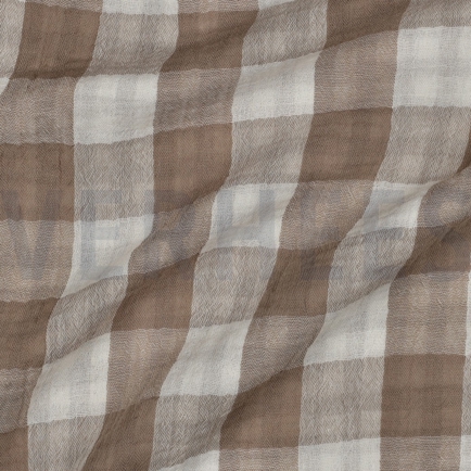 DOUBLE GAZE DE COTON DOUBLE FACE CARREAUX SABLE (hover)