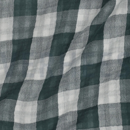 DOUBLE GAZE DE COTON DOUBLE FACE CARREAUX CYAN (hover)