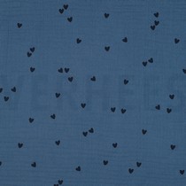 DOUBLE GAUZE SMALL HEARTS INDIGO (thumbnail)
