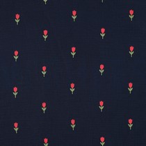 DOUBLE GAUZE EMBROIDERY FLOWERS NAVY (thumbnail)