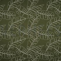 LINEN VISCOSE EMBROIDERY LEAVES FOREST GREEN (thumbnail)