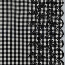COTTON CHECKS ONE-SIDE BORDER ONE-SIDE SCALLOP BLACK / WHITE (thumbnail)