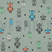 JERSEY MELANGE NEON ROBOTS DARK MINT (thumbnail)