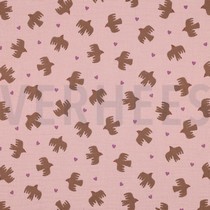 DOUBLE GAUZE GOTS BIRDS SOFT ROSE (thumbnail)