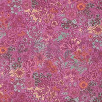 FINE POPLIN DIGITAL FLOWERS FUCHSIA (thumbnail)