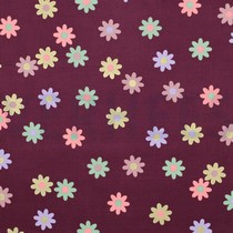 BABYCORD FOIL FLOWERS BORDEAUX (thumbnail)