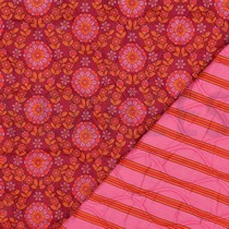 COTTON VOILE STEPPED FLOWERS PINK / BORDEAUX (thumbnail)