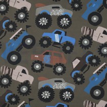 FINE POPLIN DIGITAL MONSTERTRUCKS ARMY GREEN (thumbnail)
