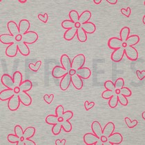 JERSEY MELANGE NEON FLOWERS ECRU (thumbnail)
