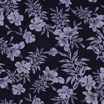 MAGNOLIA STRETCH TROPICAL FLOWERS NAVY (thumbnail)