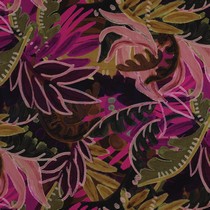 COTTON VISCOSE DIGITAL LEAVES PINK/ OCHRE (thumbnail)