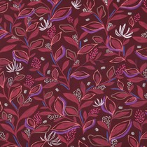 FINE POPLIN DIGITAL LEAVES BORDEAUX (thumbnail)
