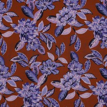 VISCOSE STRETCH FLOWERS BROWN (thumbnail)