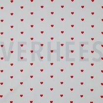 FINE POPLIN HEARTS WHITE / DARK RED (thumbnail)