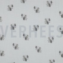 DOUBLE GAUZE GOTS DIGITAL ANIMALS WHITE (thumbnail)