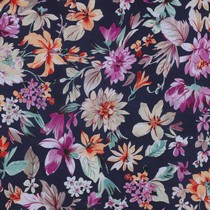 COTTON VISCOSE DIGITAL FLOWERS NAVY (thumbnail)