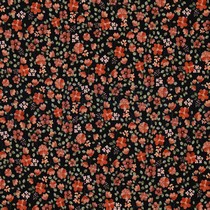 JERSEY GOTS DIGITAL FLOWERS BLACK / PEACH (thumbnail)
