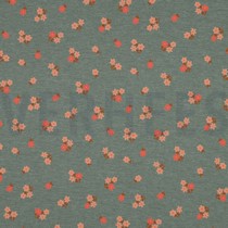 JERSEY MELANGE FLOWERS DARK MINT (thumbnail)
