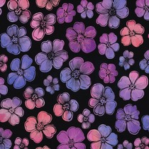 FRENCH TERRY DIGITAL FLOWERS NAVY (thumbnail)